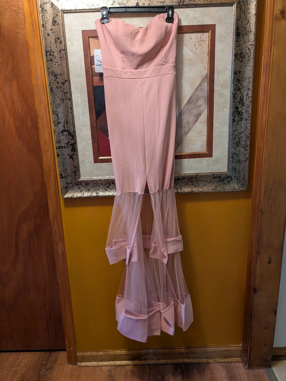 Vue Strapless Mermaid Jumpsuit with Tulle Detailing